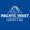 A blue and white logo of pacific west injury law.